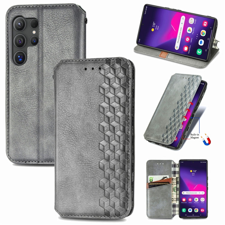 Cubic Grid Pressed Magnetic Leather Phone Case, For Samsung Galaxy S25 Ultra 5G, For Samsung Galaxy M55, For Samsung Galaxy A25 5G