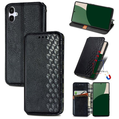 Cubic Grid Pressed Magnetic Leather Phone Case, For Samsung Galaxy S25 Ultra 5G, For Samsung Galaxy M55, For Samsung Galaxy A25 5G