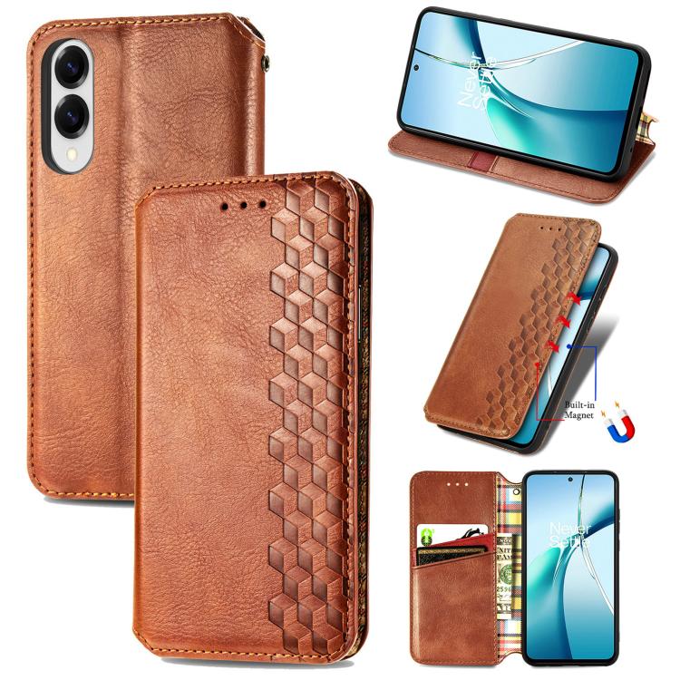 Cubic Grid Pressed Magnetic Leather Phone Case, For Samsung Galaxy A57 5G, For Samsung Galaxy A37 5G, For Samsung Galaxy S25 Edge 5G, For Samsung Galaxy A56 5G