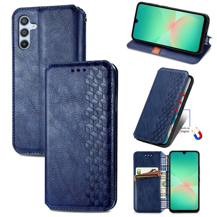 Cubic Grid Pressed Magnetic Leather Phone Case, For Samsung Galaxy A26 5G, For Samsung Galaxy A36 5G, For Samsung Galaxy S25 5G, For Samsung Galaxy S25+ 5G