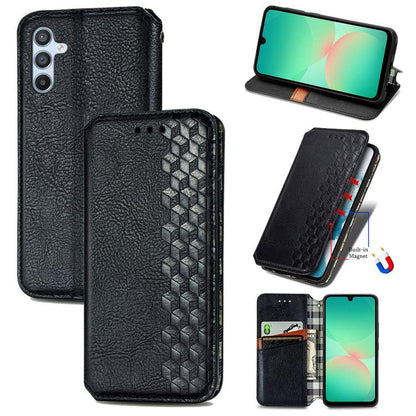 Cubic Grid Pressed Magnetic Leather Phone Case, For Samsung Galaxy A26 5G, For Samsung Galaxy A36 5G, For Samsung Galaxy S25 5G, For Samsung Galaxy S25+ 5G