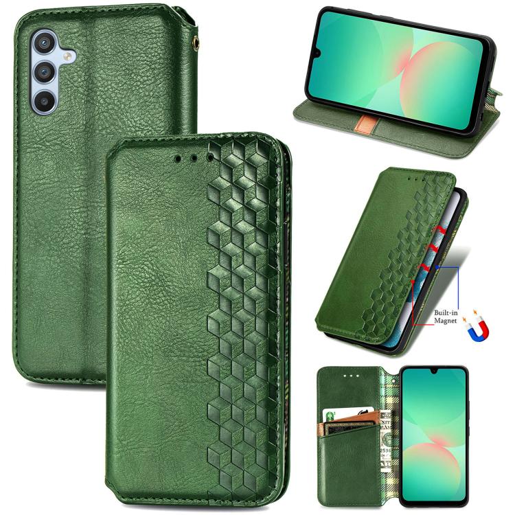 Cubic Grid Pressed Magnetic Leather Phone Case, For Samsung Galaxy A26 5G, For Samsung Galaxy A36 5G, For Samsung Galaxy S25 5G, For Samsung Galaxy S25+ 5G