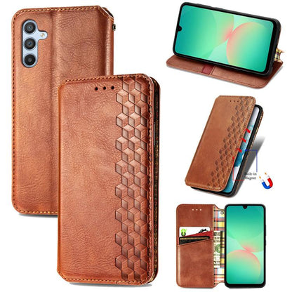 Cubic Grid Pressed Magnetic Leather Phone Case, For Samsung Galaxy A26 5G, For Samsung Galaxy A36 5G, For Samsung Galaxy S25 5G, For Samsung Galaxy S25+ 5G