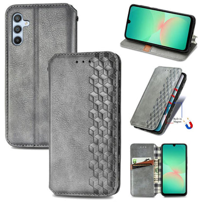 Cubic Grid Pressed Magnetic Leather Phone Case, For Samsung Galaxy A26 5G, For Samsung Galaxy A36 5G, For Samsung Galaxy S25 5G, For Samsung Galaxy S25+ 5G