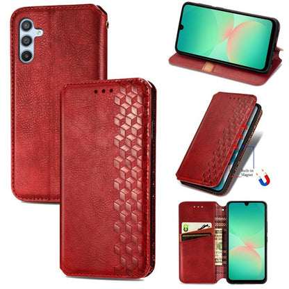 Cubic Grid Pressed Magnetic Leather Phone Case, For Samsung Galaxy A26 5G, For Samsung Galaxy A36 5G, For Samsung Galaxy S25 5G, For Samsung Galaxy S25+ 5G