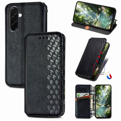 Cubic Grid Pressed Magnetic Leather Phone Case, For Samsung Galaxy A57 5G, For Samsung Galaxy A37 5G, For Samsung Galaxy S25 Edge 5G, For Samsung Galaxy A56 5G
