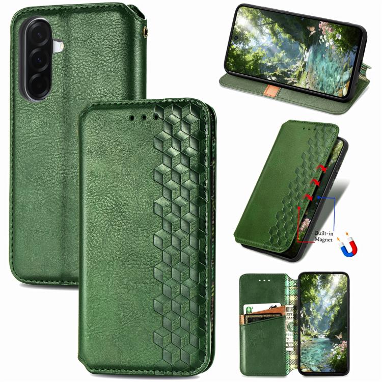 Cubic Grid Pressed Magnetic Leather Phone Case, For Samsung Galaxy A57 5G, For Samsung Galaxy A37 5G, For Samsung Galaxy S25 Edge 5G, For Samsung Galaxy A56 5G