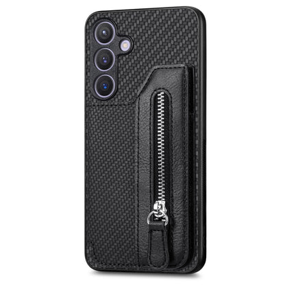 Carbon Fiber Horizontal Flip Zipper Wallet Phone Case, For Samsung Galaxy S24 Ultra 5G, For Samsung Galaxy S24+ 5G, For Samsung Galaxy S23 FE 5G