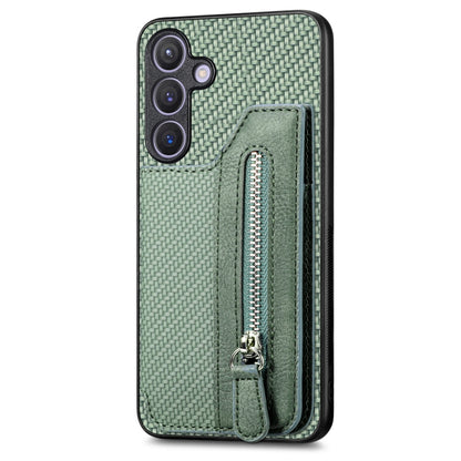 Carbon Fiber Horizontal Flip Zipper Wallet Phone Case, For Samsung Galaxy S24 Ultra 5G, For Samsung Galaxy S24+ 5G, For Samsung Galaxy S23 FE 5G