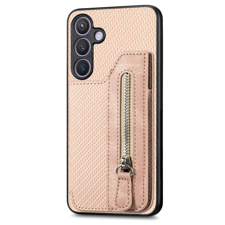 Carbon Fiber Horizontal Flip Zipper Wallet Phone Case, For Samsung Galaxy S24 Ultra 5G, For Samsung Galaxy S24+ 5G, For Samsung Galaxy S23 FE 5G