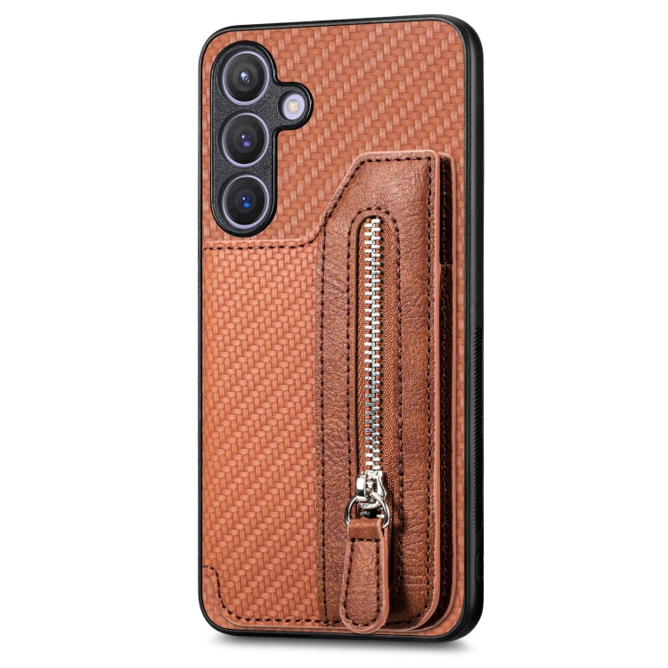 Carbon Fiber Horizontal Flip Zipper Wallet Phone Case, For Samsung Galaxy S24 Ultra 5G, For Samsung Galaxy S24+ 5G, For Samsung Galaxy S23 FE 5G