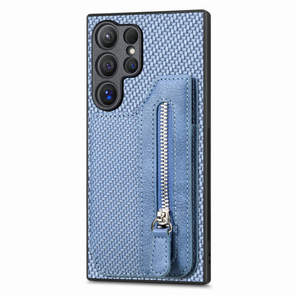 Carbon Fiber Horizontal Flip Zipper Wallet Phone Case, For Samsung Galaxy S24 Ultra 5G, For Samsung Galaxy S24+ 5G, For Samsung Galaxy S23 FE 5G