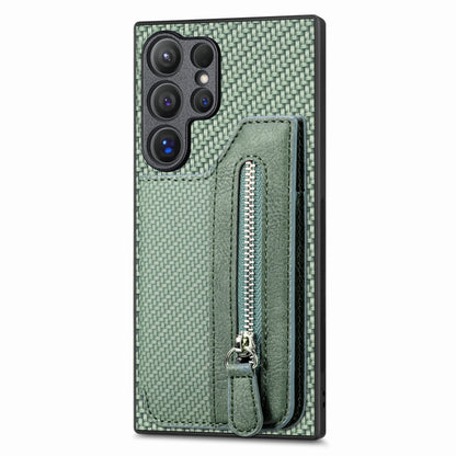 Carbon Fiber Horizontal Flip Zipper Wallet Phone Case, For Samsung Galaxy S24 Ultra 5G, For Samsung Galaxy S24+ 5G, For Samsung Galaxy S23 FE 5G