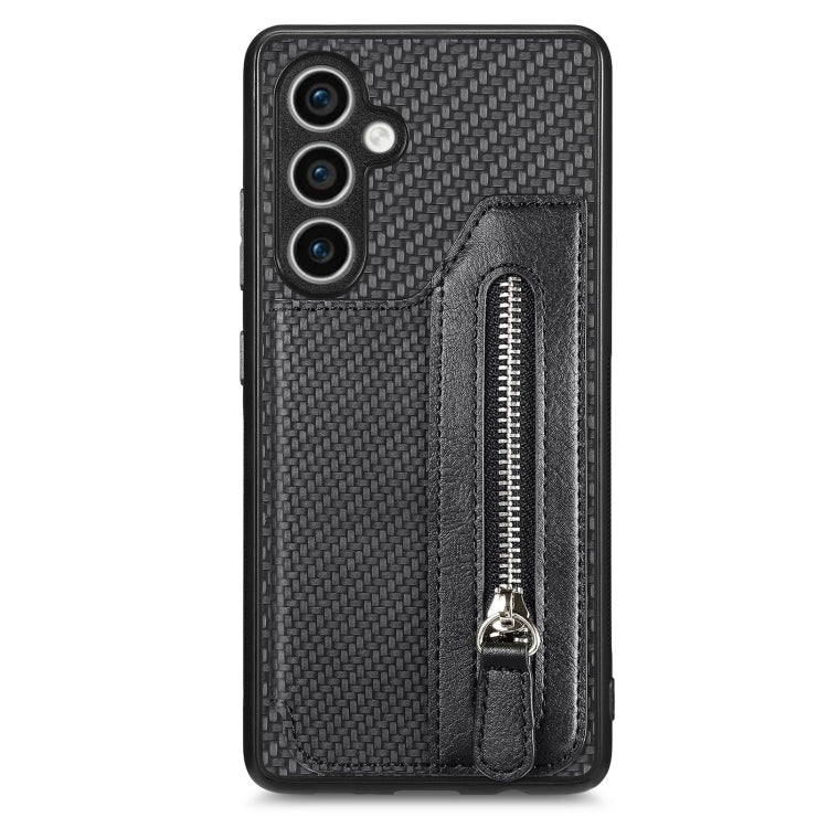 Carbon Fiber Horizontal Flip Zipper Wallet Phone Case, For Samsung Galaxy S24 Ultra 5G, For Samsung Galaxy S24+ 5G, For Samsung Galaxy S23 FE 5G