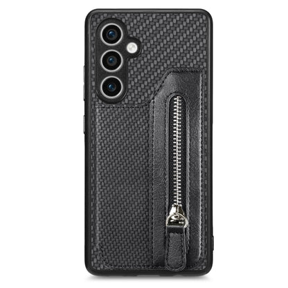 Carbon Fiber Horizontal Flip Zipper Wallet Phone Case, For Samsung Galaxy S24 Ultra 5G, For Samsung Galaxy S24+ 5G, For Samsung Galaxy S23 FE 5G