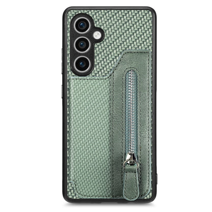 Carbon Fiber Horizontal Flip Zipper Wallet Phone Case, For Samsung Galaxy S24 Ultra 5G, For Samsung Galaxy S24+ 5G, For Samsung Galaxy S23 FE 5G