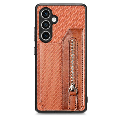 Carbon Fiber Horizontal Flip Zipper Wallet Phone Case, For Samsung Galaxy S24 Ultra 5G, For Samsung Galaxy S24+ 5G, For Samsung Galaxy S23 FE 5G
