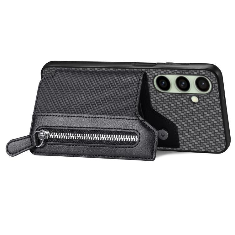 Carbon Fiber Horizontal Flip Zipper Wallet Phone Case, For Samsung Galaxy A36, For Samsung Galaxy S25 5G, For Samsung Galaxy S25+ 5G, For Samsung Galaxy S25 Ultra 5G