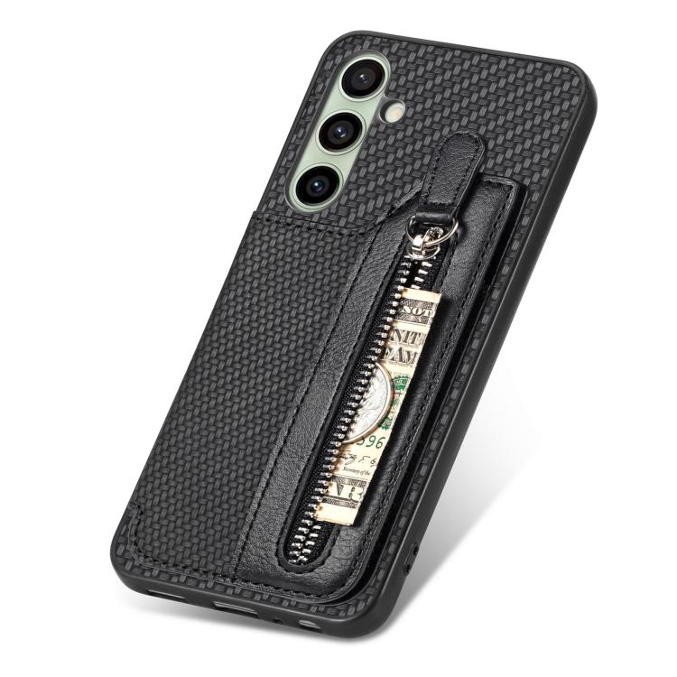 Carbon Fiber Horizontal Flip Zipper Wallet Phone Case, For Samsung Galaxy A36, For Samsung Galaxy S25 5G, For Samsung Galaxy S25+ 5G, For Samsung Galaxy S25 Ultra 5G