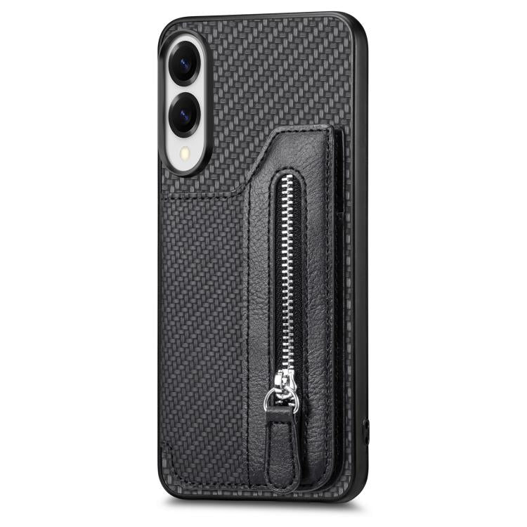 Carbon Fiber Horizontal Flip Zipper Wallet Phone Case, For Samsung Galaxy S25 Edge 5G, For Samsung Galaxy A56 5G, For Samsung Galaxy A36, For Samsung Galaxy S25 5G