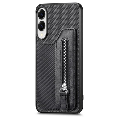 Carbon Fiber Horizontal Flip Zipper Wallet Phone Case, For Samsung Galaxy S25 Edge 5G, For Samsung Galaxy A56 5G, For Samsung Galaxy A36, For Samsung Galaxy S25 5G