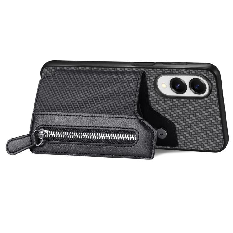 Carbon Fiber Horizontal Flip Zipper Wallet Phone Case, For Samsung Galaxy S25 Edge 5G, For Samsung Galaxy A56 5G, For Samsung Galaxy A36, For Samsung Galaxy S25 5G