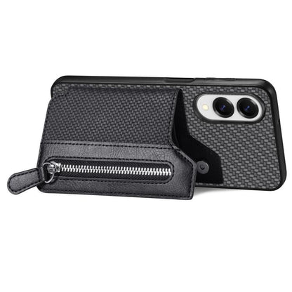 Carbon Fiber Horizontal Flip Zipper Wallet Phone Case, For Samsung Galaxy S25 Edge 5G, For Samsung Galaxy A56 5G, For Samsung Galaxy A36, For Samsung Galaxy S25 5G