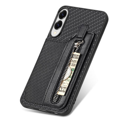 Carbon Fiber Horizontal Flip Zipper Wallet Phone Case, For Samsung Galaxy S25 Edge 5G, For Samsung Galaxy A56 5G, For Samsung Galaxy A36, For Samsung Galaxy S25 5G