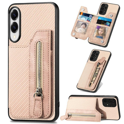 Carbon Fiber Horizontal Flip Zipper Wallet Phone Case, For Samsung Galaxy A57 5G, For Samsung Galaxy A37 5G, For Samsung Galaxy S25 Edge 5G, For Samsung Galaxy A56 5G