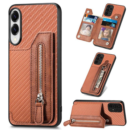Carbon Fiber Horizontal Flip Zipper Wallet Phone Case, For Samsung Galaxy A57 5G, For Samsung Galaxy A37 5G, For Samsung Galaxy S25 Edge 5G, For Samsung Galaxy A56 5G