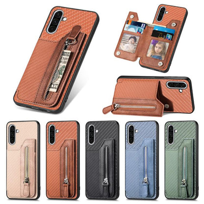 Carbon Fiber Horizontal Flip Zipper Wallet Phone Case, For Samsung Galaxy A36, For Samsung Galaxy S25 5G, For Samsung Galaxy S25+ 5G, For Samsung Galaxy S25 Ultra 5G