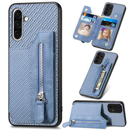 Carbon Fiber Horizontal Flip Zipper Wallet Phone Case, For Samsung Galaxy A36, For Samsung Galaxy S25 5G, For Samsung Galaxy S25+ 5G, For Samsung Galaxy S25 Ultra 5G