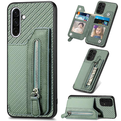 Carbon Fiber Horizontal Flip Zipper Wallet Phone Case, For Samsung Galaxy S25 Edge 5G, For Samsung Galaxy A56 5G, For Samsung Galaxy A36, For Samsung Galaxy S25 5G