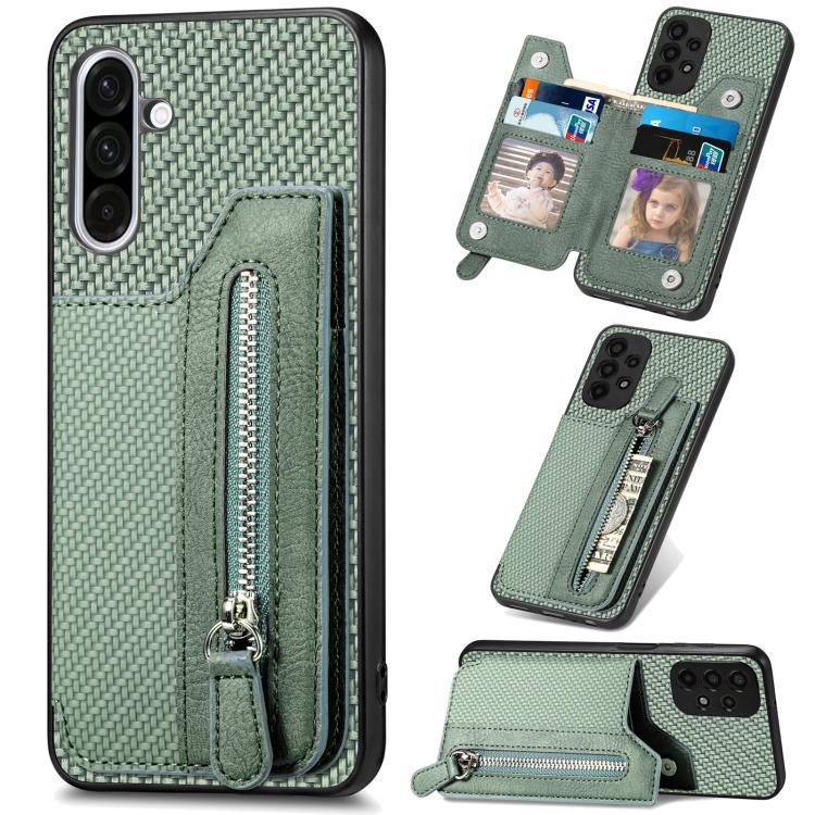 Carbon Fiber Horizontal Flip Zipper Wallet Phone Case, For Samsung Galaxy A36, For Samsung Galaxy S25 5G, For Samsung Galaxy S25+ 5G, For Samsung Galaxy S25 Ultra 5G