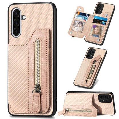 Carbon Fiber Horizontal Flip Zipper Wallet Phone Case, For Samsung Galaxy S25 Edge 5G, For Samsung Galaxy A56 5G, For Samsung Galaxy A36, For Samsung Galaxy S25 5G