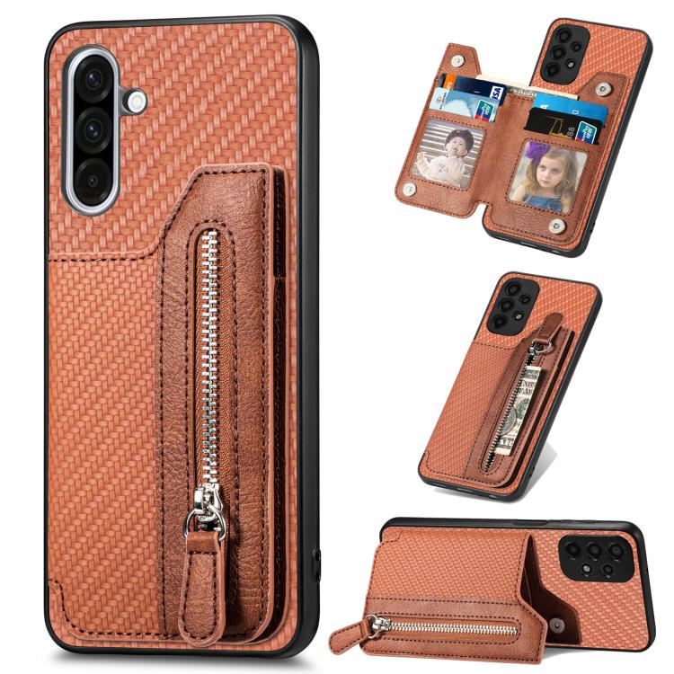 Carbon Fiber Horizontal Flip Zipper Wallet Phone Case, For Samsung Galaxy S25 Edge 5G, For Samsung Galaxy A56 5G, For Samsung Galaxy A36, For Samsung Galaxy S25 5G