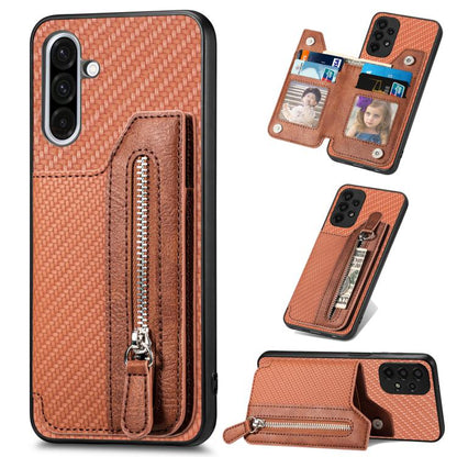 Carbon Fiber Horizontal Flip Zipper Wallet Phone Case, For Samsung Galaxy S25 Edge 5G, For Samsung Galaxy A56 5G, For Samsung Galaxy A36, For Samsung Galaxy S25 5G