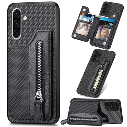 Carbon Fiber Horizontal Flip Zipper Wallet Phone Case, For Samsung Galaxy A36, For Samsung Galaxy S25 5G, For Samsung Galaxy S25+ 5G, For Samsung Galaxy S25 Ultra 5G