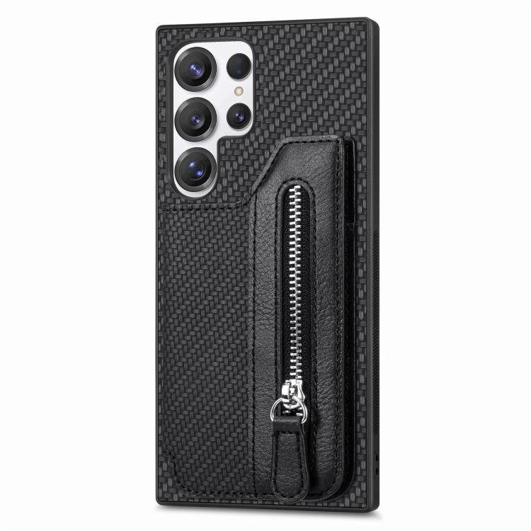 Carbon Fiber Horizontal Flip Zipper Wallet Phone Case, For Samsung Galaxy A36, For Samsung Galaxy S25 5G, For Samsung Galaxy S25+ 5G, For Samsung Galaxy S25 Ultra 5G