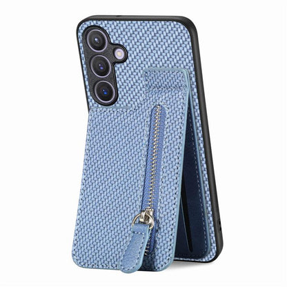 Carbon Fiber Horizontal Flip Zipper Wallet Phone Case, For Samsung Galaxy A57 5G, For Samsung Galaxy A37 5G, For Samsung Galaxy S25 Edge 5G, For Samsung Galaxy A56 5G