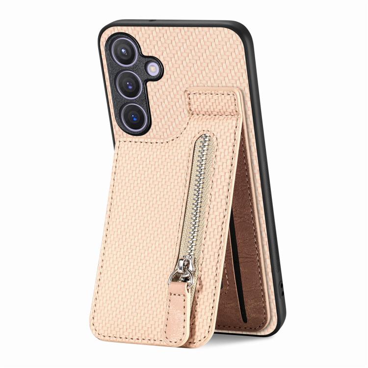 Carbon Fiber Horizontal Flip Zipper Wallet Phone Case, For Samsung Galaxy A57 5G, For Samsung Galaxy A37 5G, For Samsung Galaxy S25 Edge 5G, For Samsung Galaxy A56 5G
