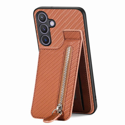 Carbon Fiber Horizontal Flip Zipper Wallet Phone Case, For Samsung Galaxy A57 5G, For Samsung Galaxy A37 5G, For Samsung Galaxy S25 Edge 5G, For Samsung Galaxy A56 5G
