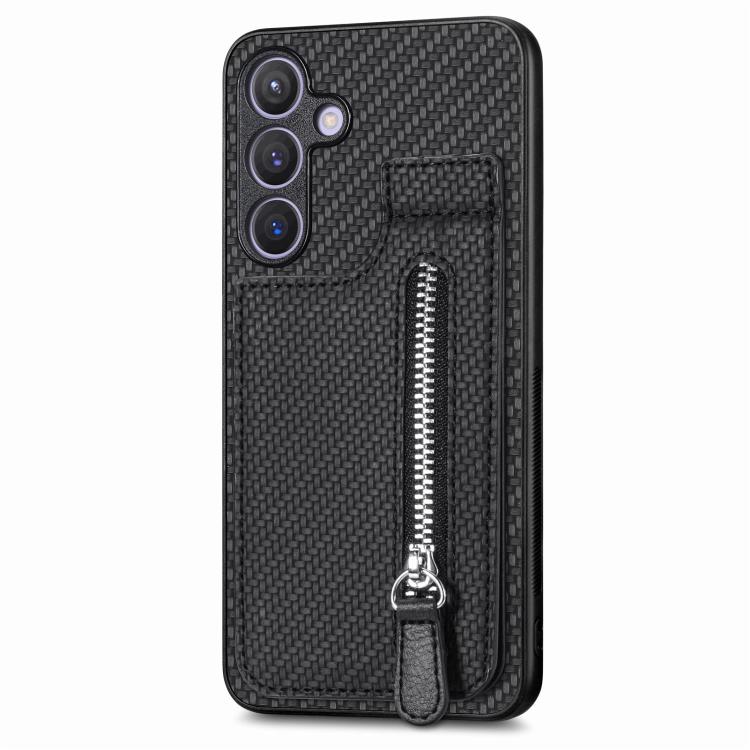 Carbon Fiber Horizontal Flip Zipper Wallet Phone Case, For Samsung Galaxy A57 5G, For Samsung Galaxy A37 5G, For Samsung Galaxy S25 Edge 5G, For Samsung Galaxy A56 5G