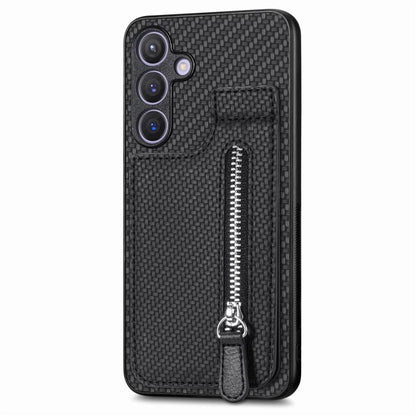 Carbon Fiber Horizontal Flip Zipper Wallet Phone Case, For Samsung Galaxy A57 5G, For Samsung Galaxy A37 5G, For Samsung Galaxy S25 Edge 5G, For Samsung Galaxy A56 5G
