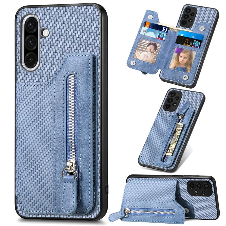 Carbon Fiber Horizontal Flip Zipper Wallet Phone Case, For Samsung Galaxy A57 5G, For Samsung Galaxy A37 5G, For Samsung Galaxy S25 Edge 5G, For Samsung Galaxy A56 5G