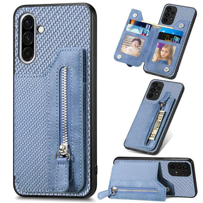 Carbon Fiber Horizontal Flip Zipper Wallet Phone Case, For Samsung Galaxy A57 5G, For Samsung Galaxy A37 5G, For Samsung Galaxy S25 Edge 5G, For Samsung Galaxy A56 5G