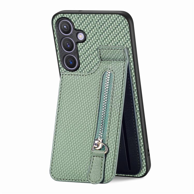 Carbon Fiber Horizontal Flip Zipper Wallet Phone Case, For Samsung Galaxy A57 5G, For Samsung Galaxy A37 5G, For Samsung Galaxy S25 Edge 5G, For Samsung Galaxy A56 5G