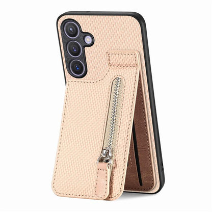 Carbon Fiber Horizontal Flip Zipper Wallet Phone Case, For Samsung Galaxy A57 5G, For Samsung Galaxy A37 5G, For Samsung Galaxy S25 Edge 5G, For Samsung Galaxy A56 5G