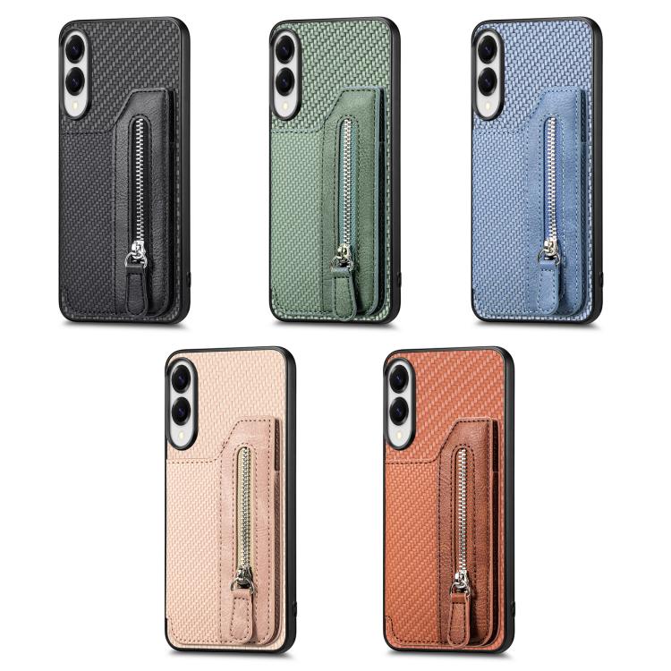 Carbon Fiber Horizontal Flip Zipper Wallet Phone Case, For Samsung Galaxy S25 Edge 5G, For Samsung Galaxy A56 5G, For Samsung Galaxy A36, For Samsung Galaxy S25 5G