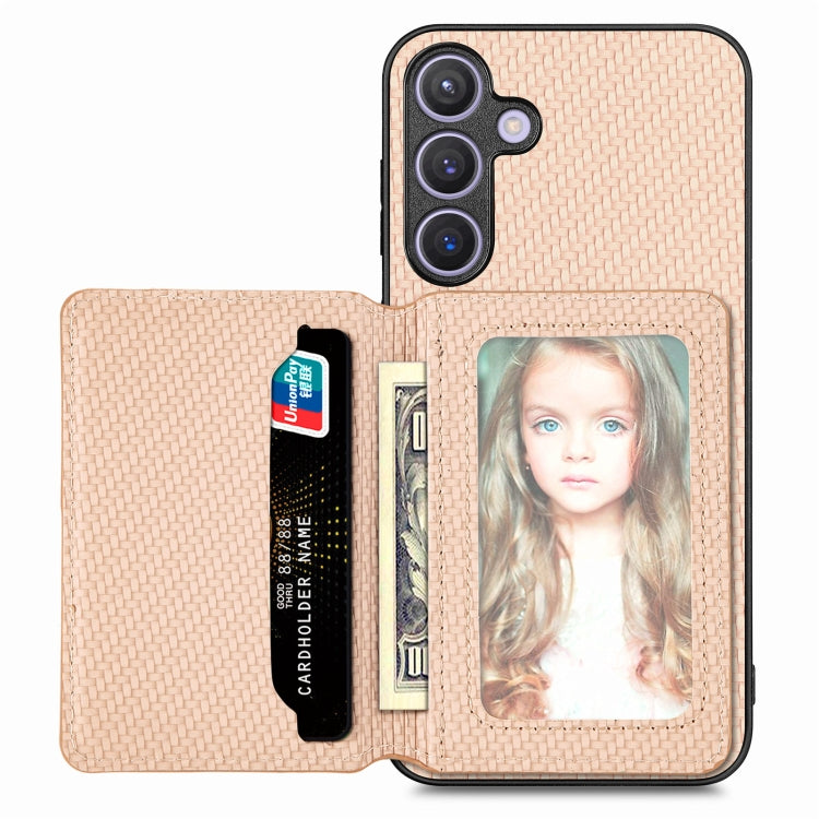 Carbon Fiber Magnetic Card Wallet RFID Blocking Phone Case, For Samsung Galaxy S24 5G, For Samsung Galaxy S23 FE 5G
